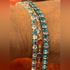 Gorgeous eye bracelet in blue/white CZS & a dainty multistone SS bracelet.